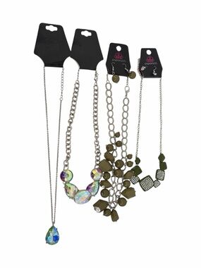 paparazzi Silver and Olive Multi-Style Necklace Set with Iridescent Accents